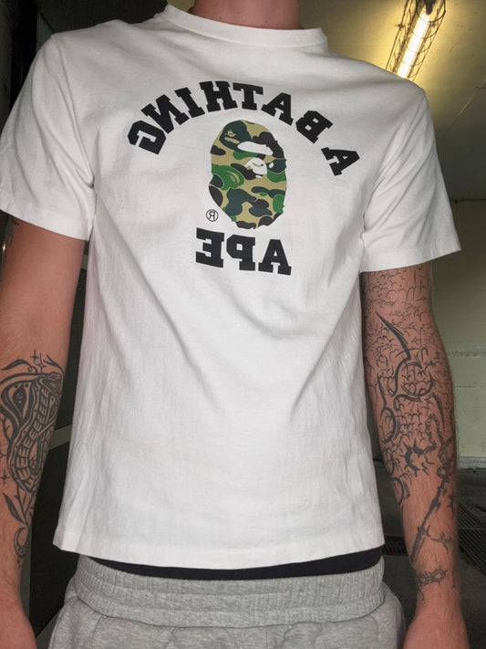 BAPE COLLEGE LOGO TEE – GREEN CAMO (M)