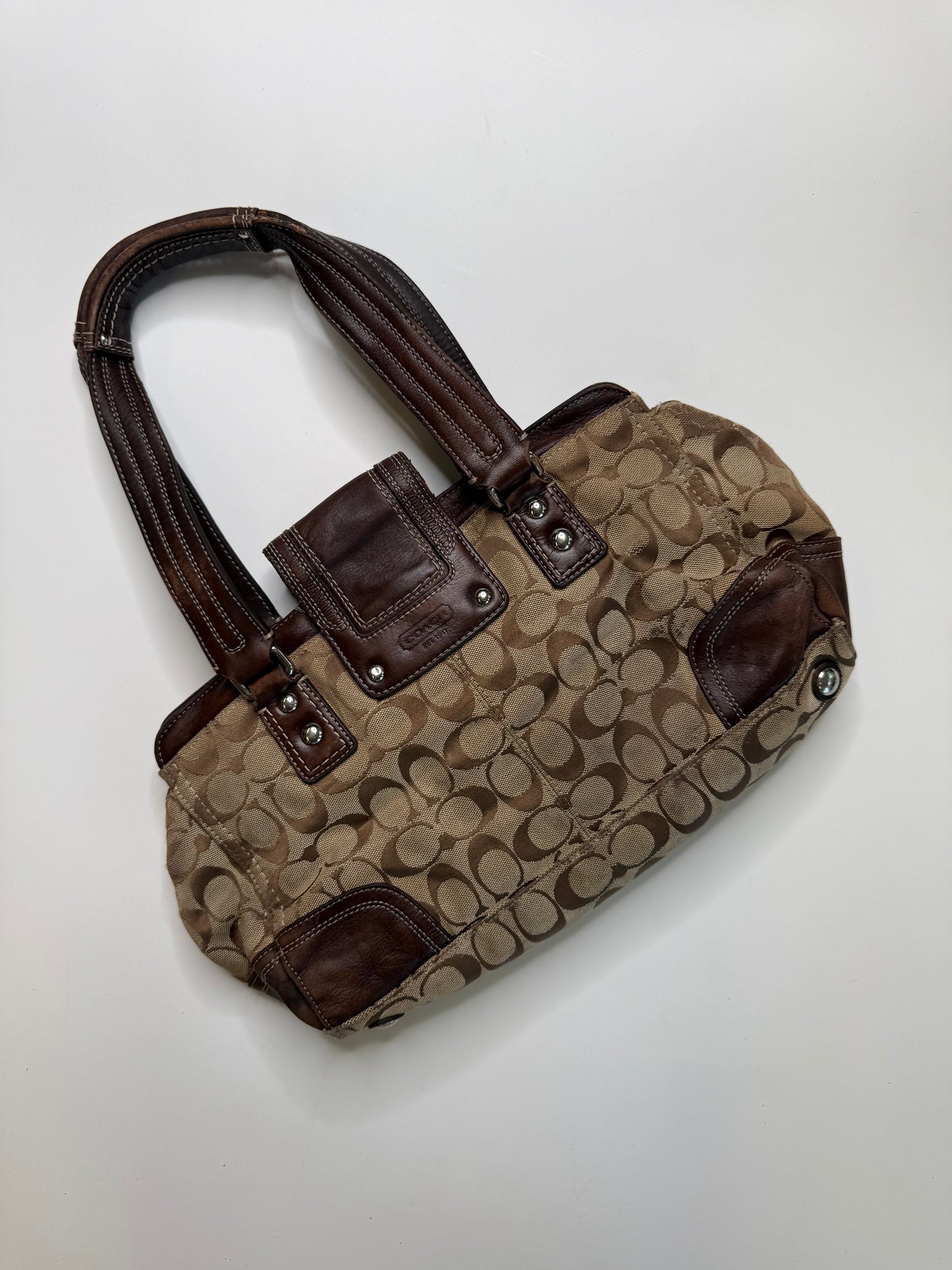 COACH VINTAGE SIGNATURE CANVAS SATCHEL BAG