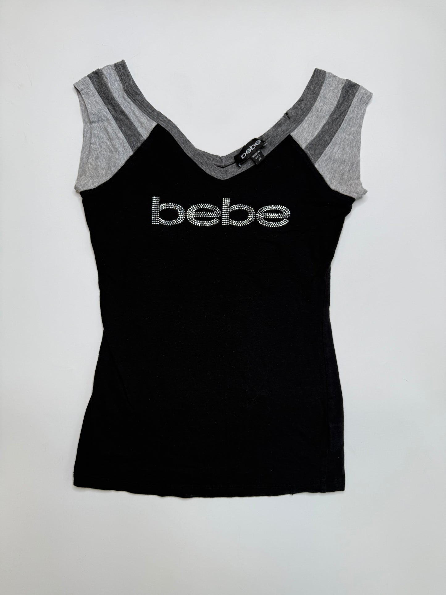 BEBE VINTAGE COLORBLOCK RHINESTONE TANK TOP (XS)