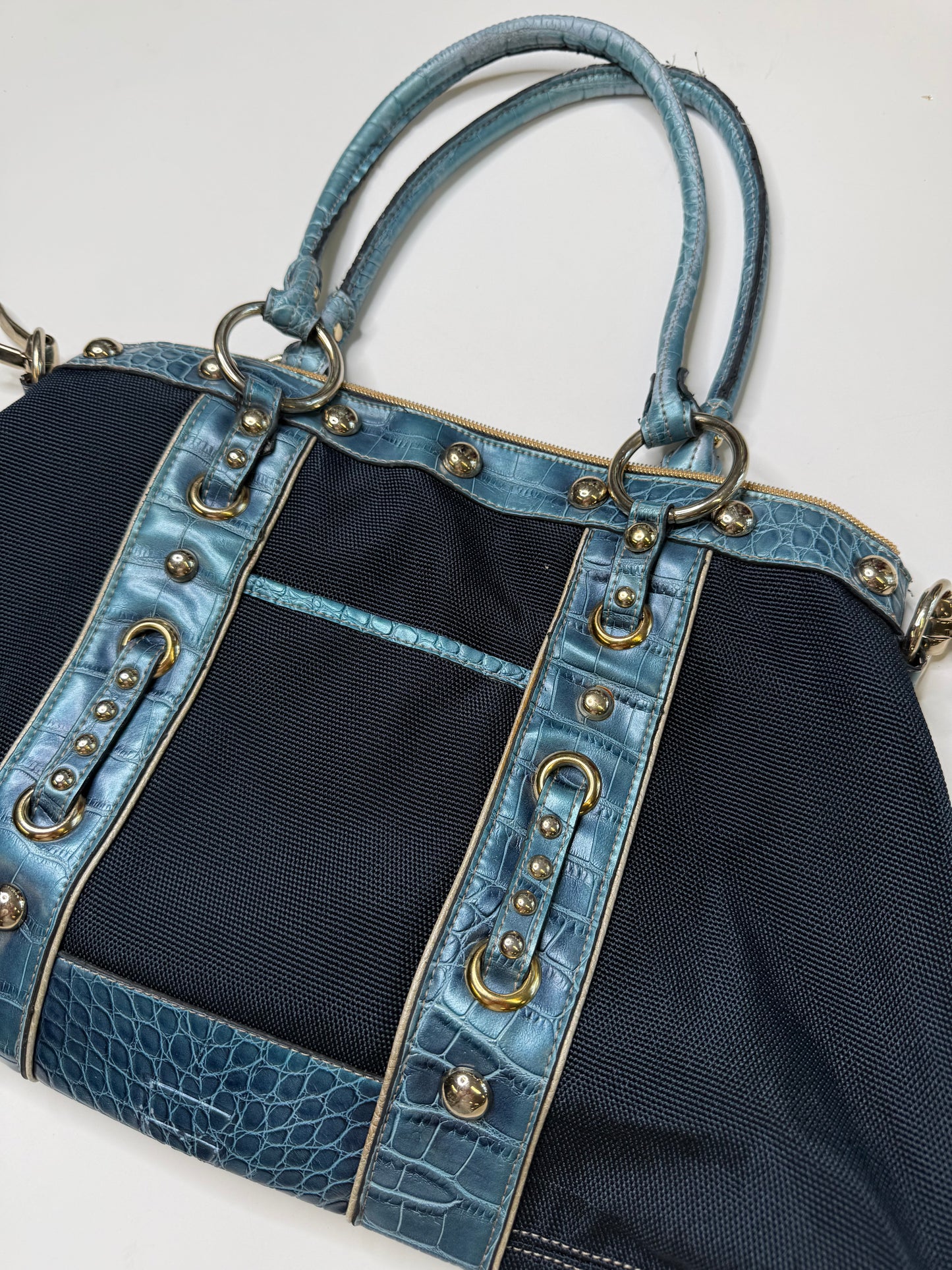 KATHY VAN ZEELAND NYLON TOTE BAG BLUE