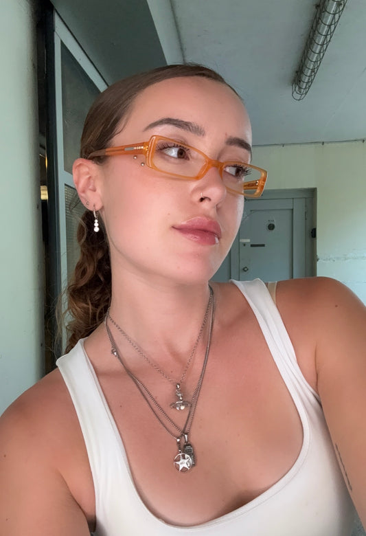 PRADA VINTAGE AMBER CRYSTAL EYEGLASSES