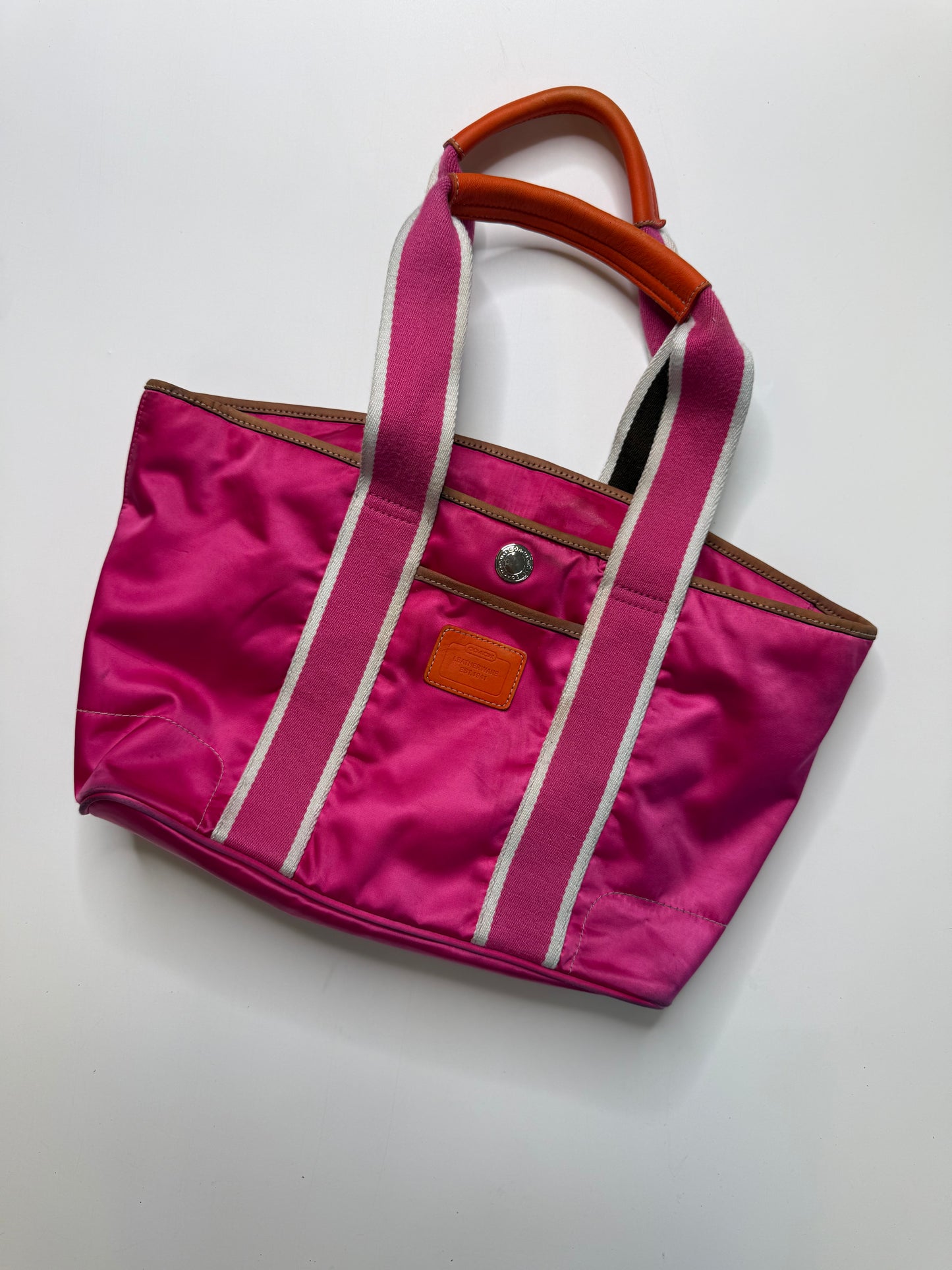 COACH VINTAGE PINK NYLON TOTE BAG