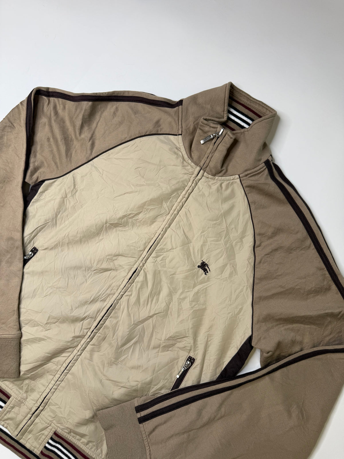 BURBERRY BLACK LABEL LONDON STRIPED-HEM TRACK JACKET KHAKI (M)
