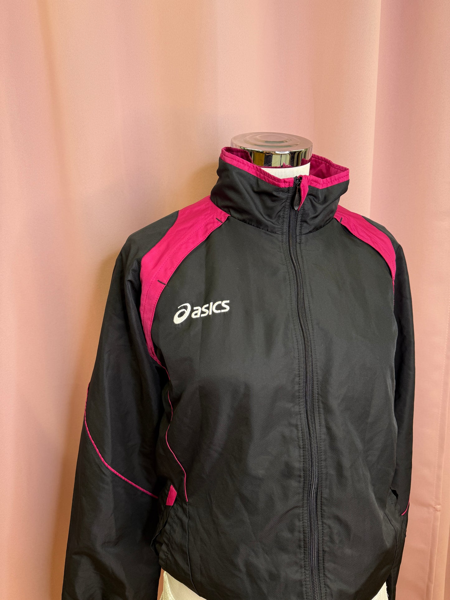 VINTAGE ASICS TRACK JACKET BLACK/PINK (M)