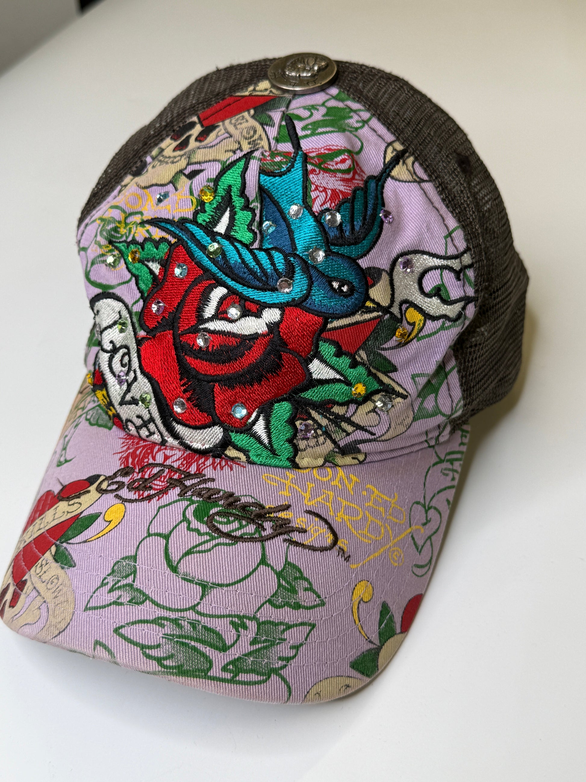 ED HARDY "LOVE KILLS SLOWLY" VINTAGE RHINESTONE CAP