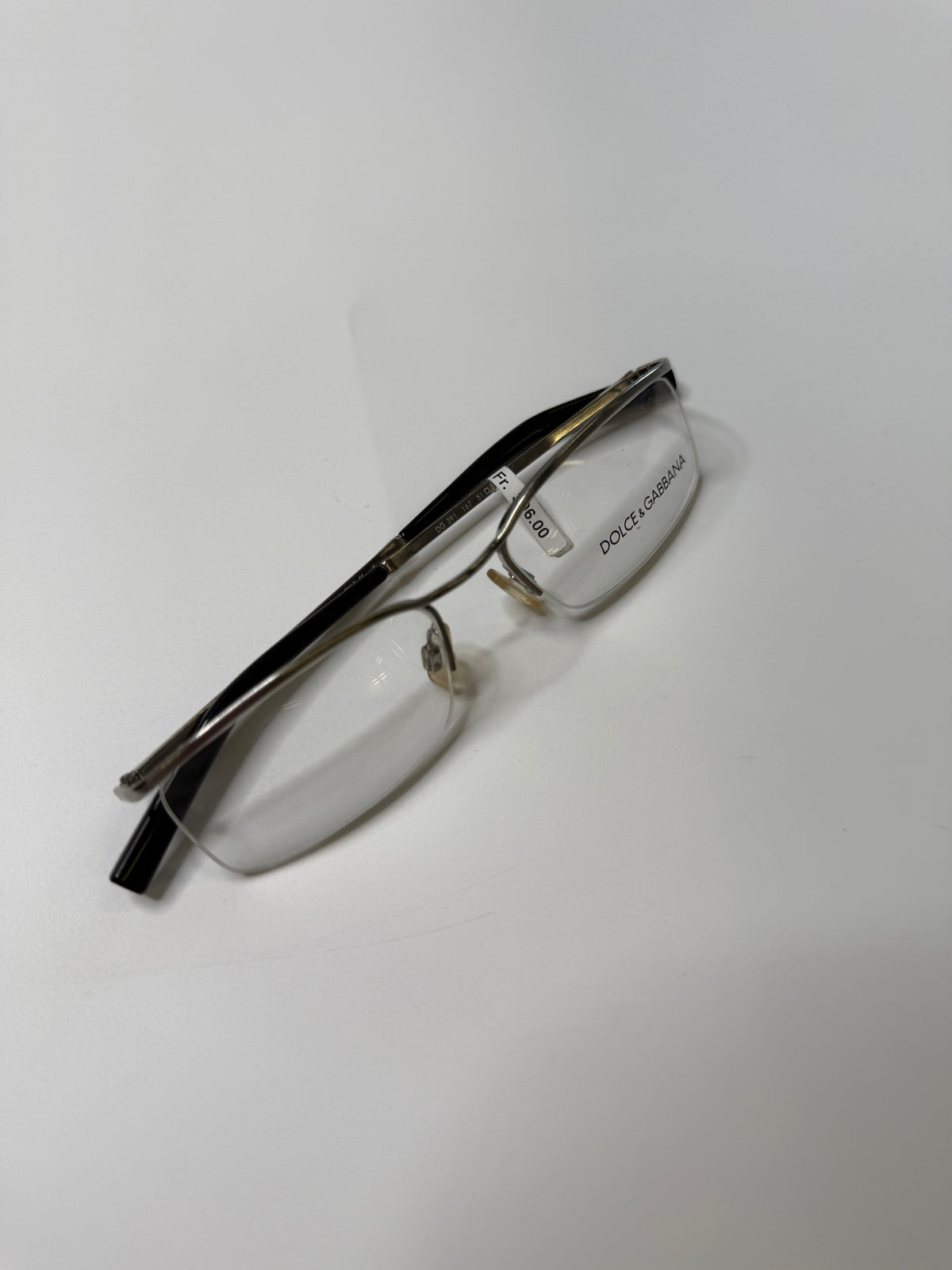 DOLCE & GABBANA VINTAGE SILVER SEMI-RIMLESS EYEGLASSES