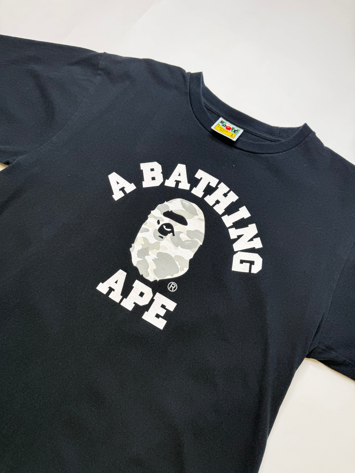 BAPE COLLEGE LOGO TEE – GREY CAMO (L)