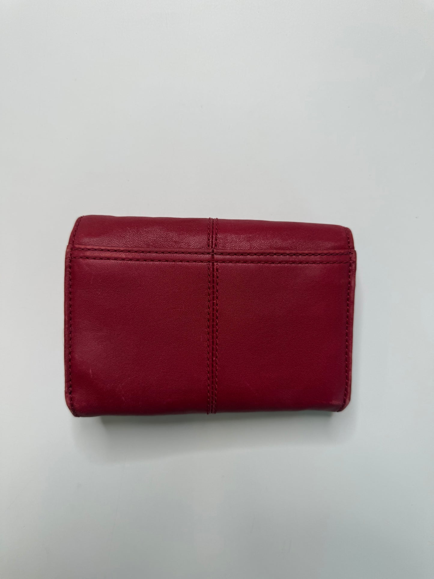 COACH VINTAGE RED LEATHER TRIFOLD WALLET