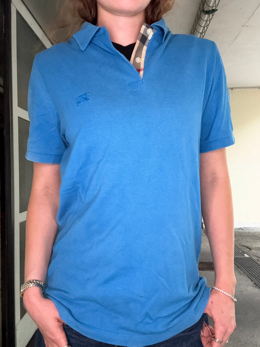 VINTAGE BLUE BURBERRY SIGNATURE POLO (L)