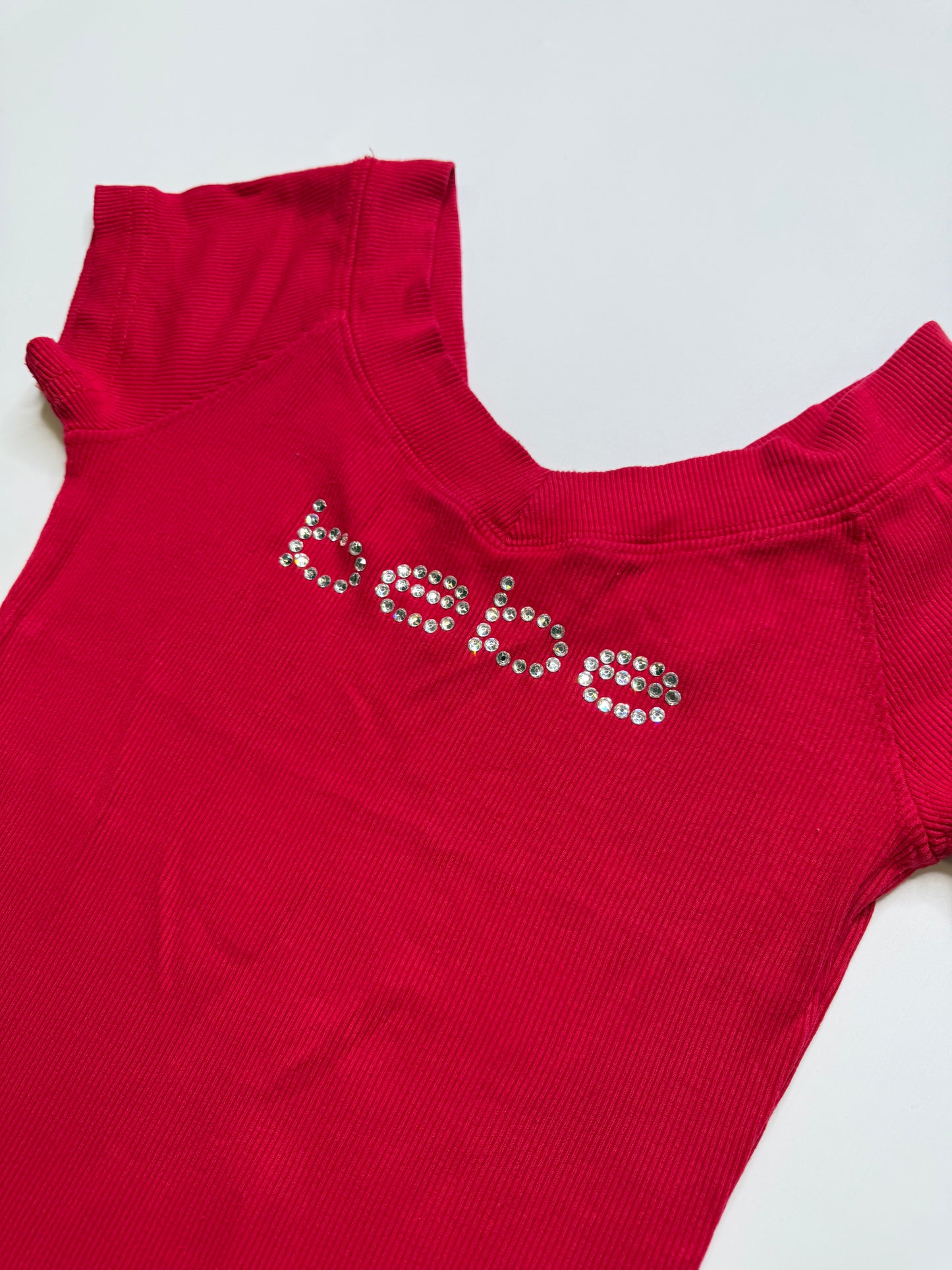 BEBE RHINESTONE TEE – RED (S)