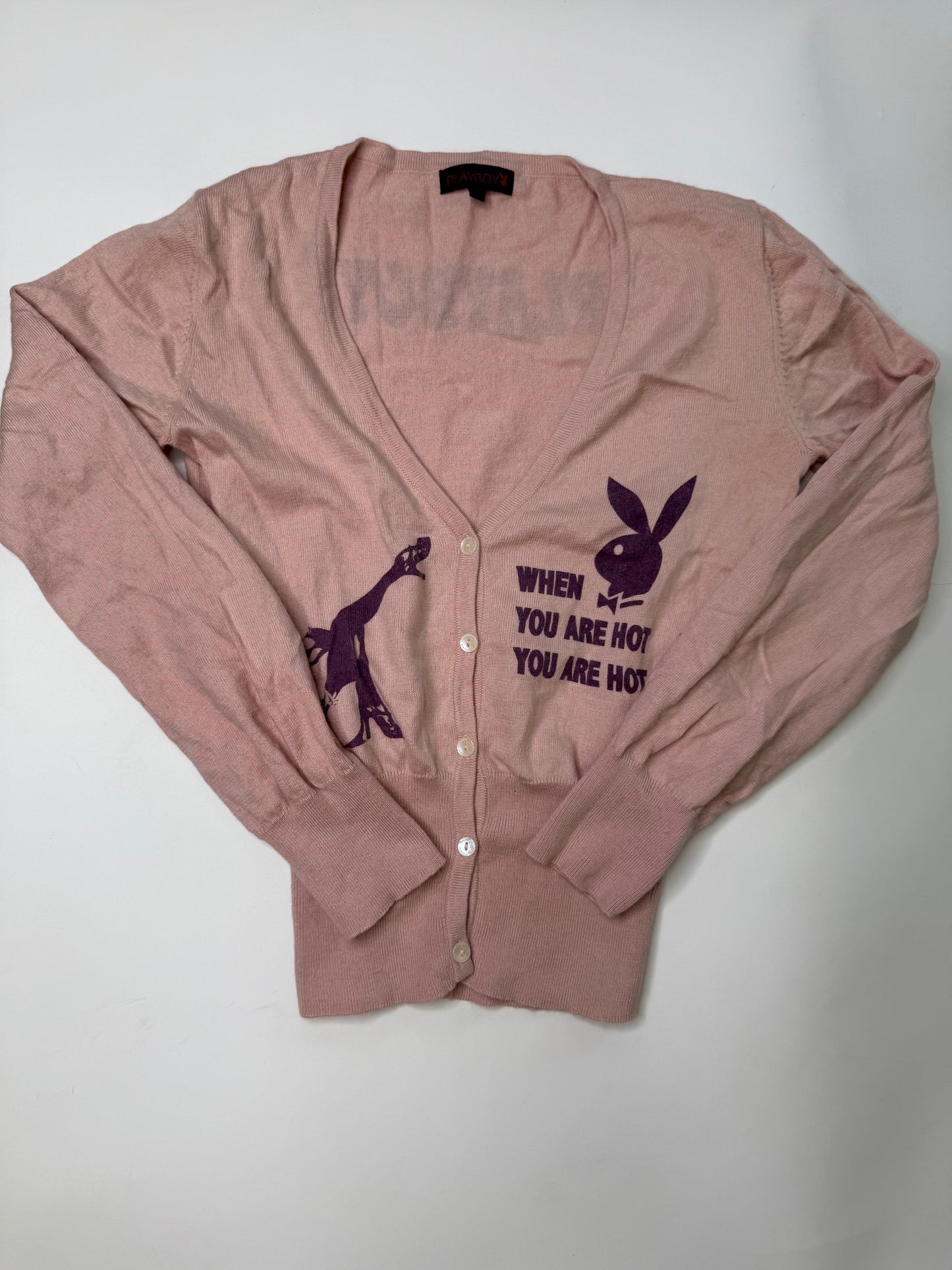 PLAYBOY VINTAGE GRAPHIC CARDIGAN "WHEN YOU ARE HOT YOU ARE HOT" (S)