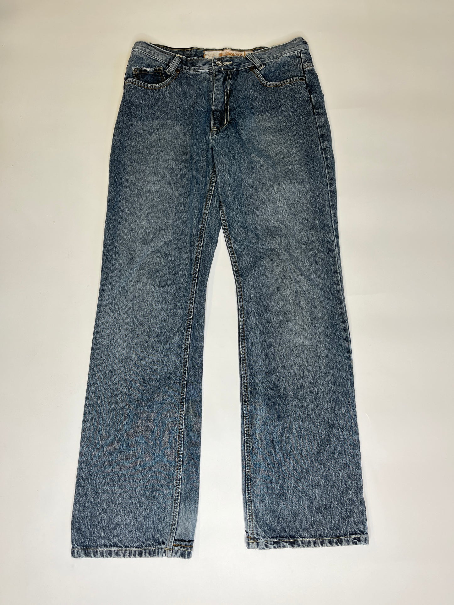 VINTAGE INDIGO STAR STRAIGHT LEG JEANS (30/32)