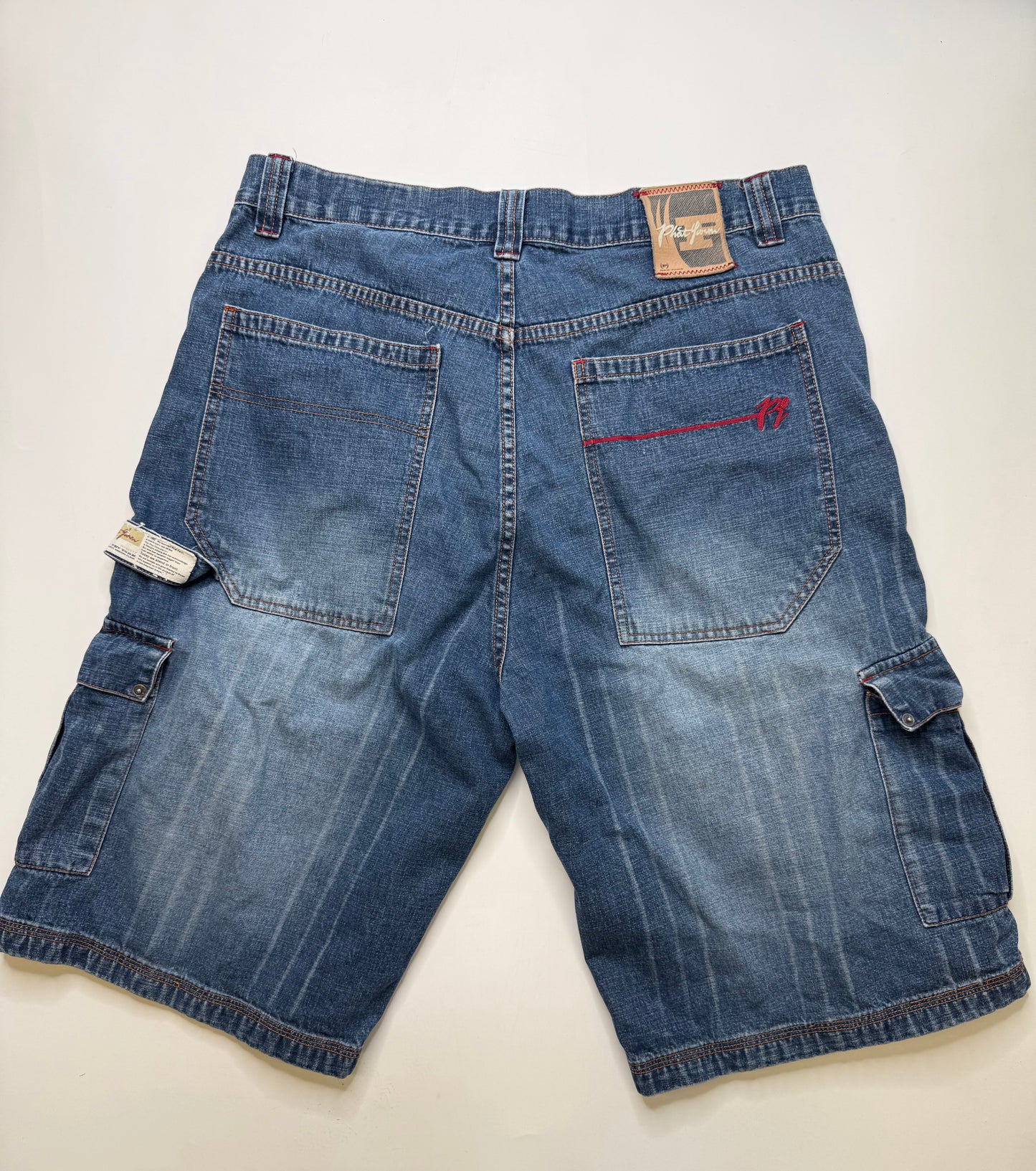 PHAT FARM CARGO DENIM SHORTS – BLUE WASH (34)