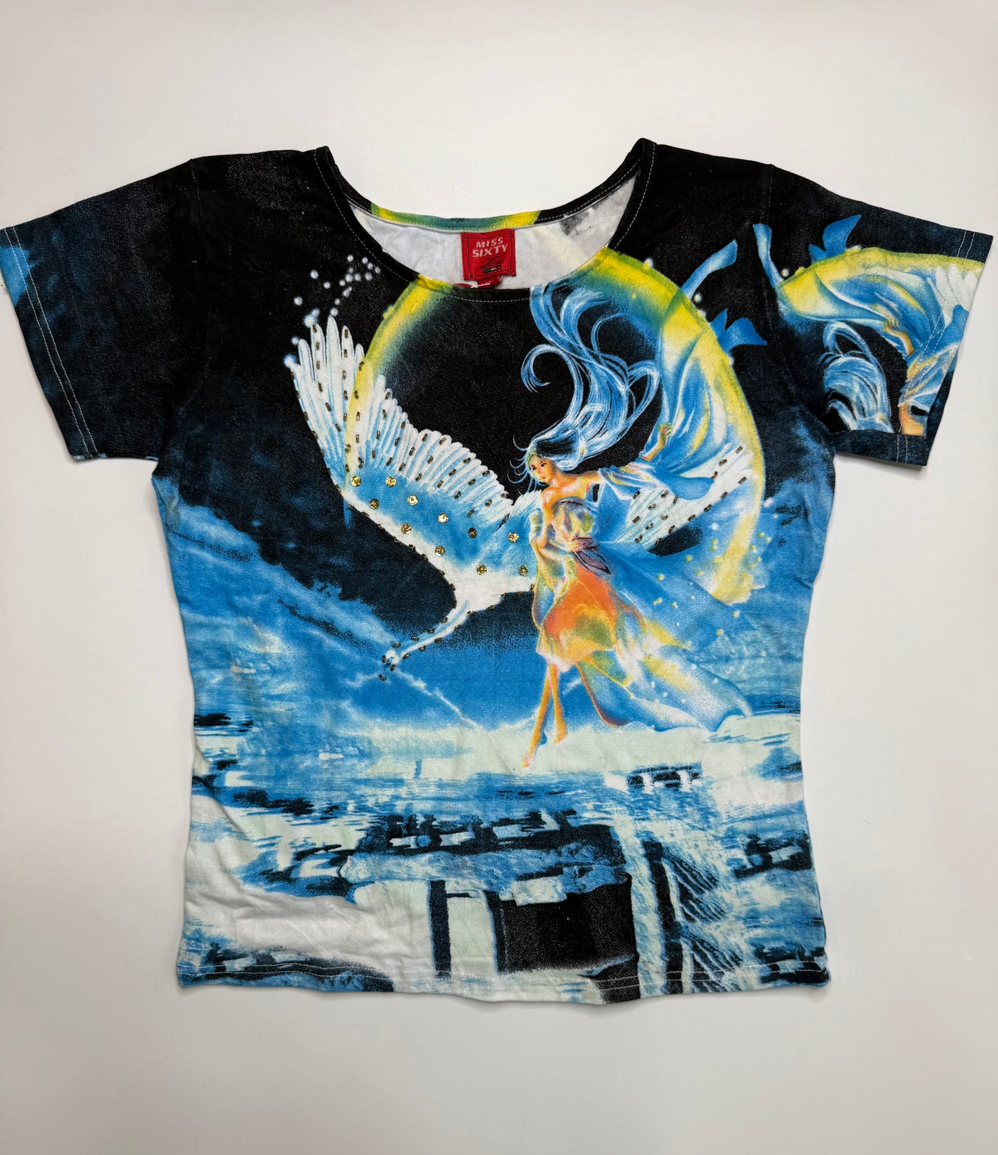 MISS SIXTY VINTAGE FANTASY ART GRAPHIC T-SHIRT NEW WITH TAG! (M-L)