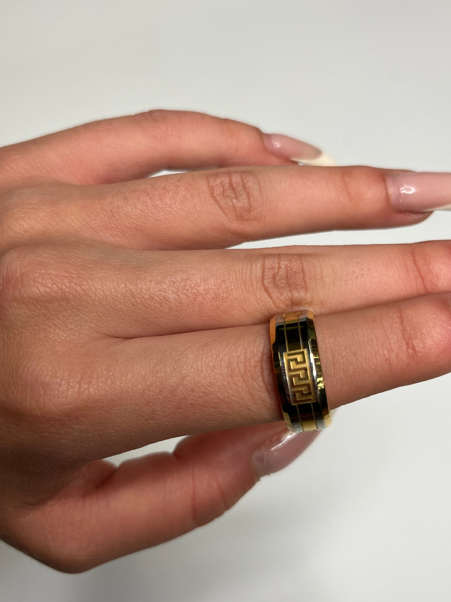 SILVER & GOLD RING STEEL (Size 17)