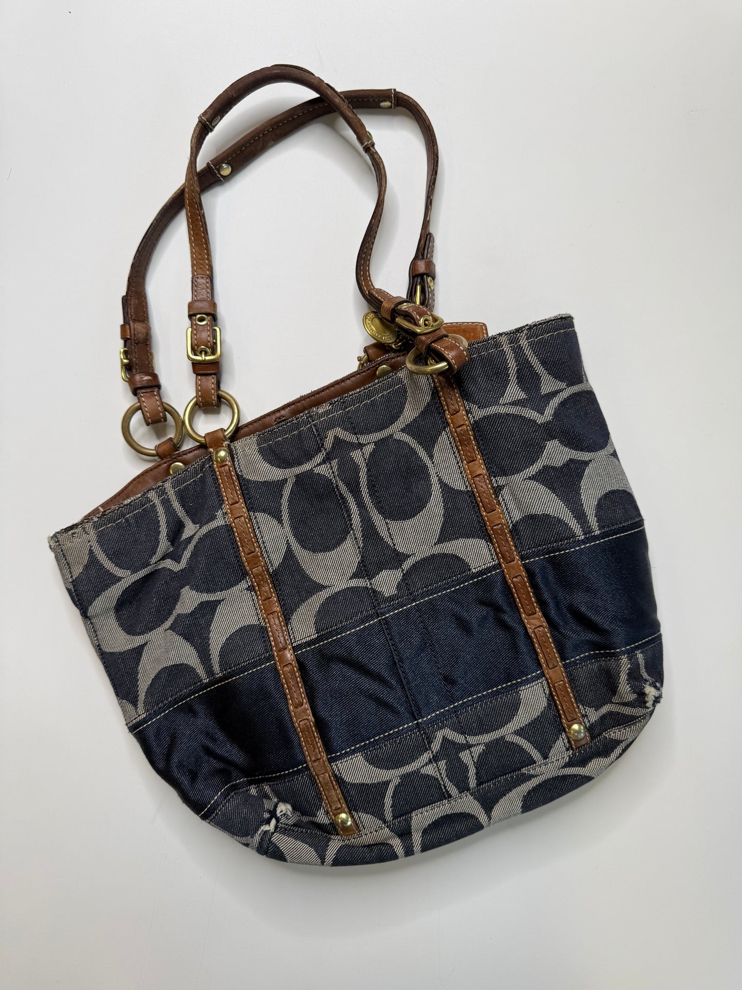 COACH VINTAGE SIGNATURE DENIM TOTE BAG
