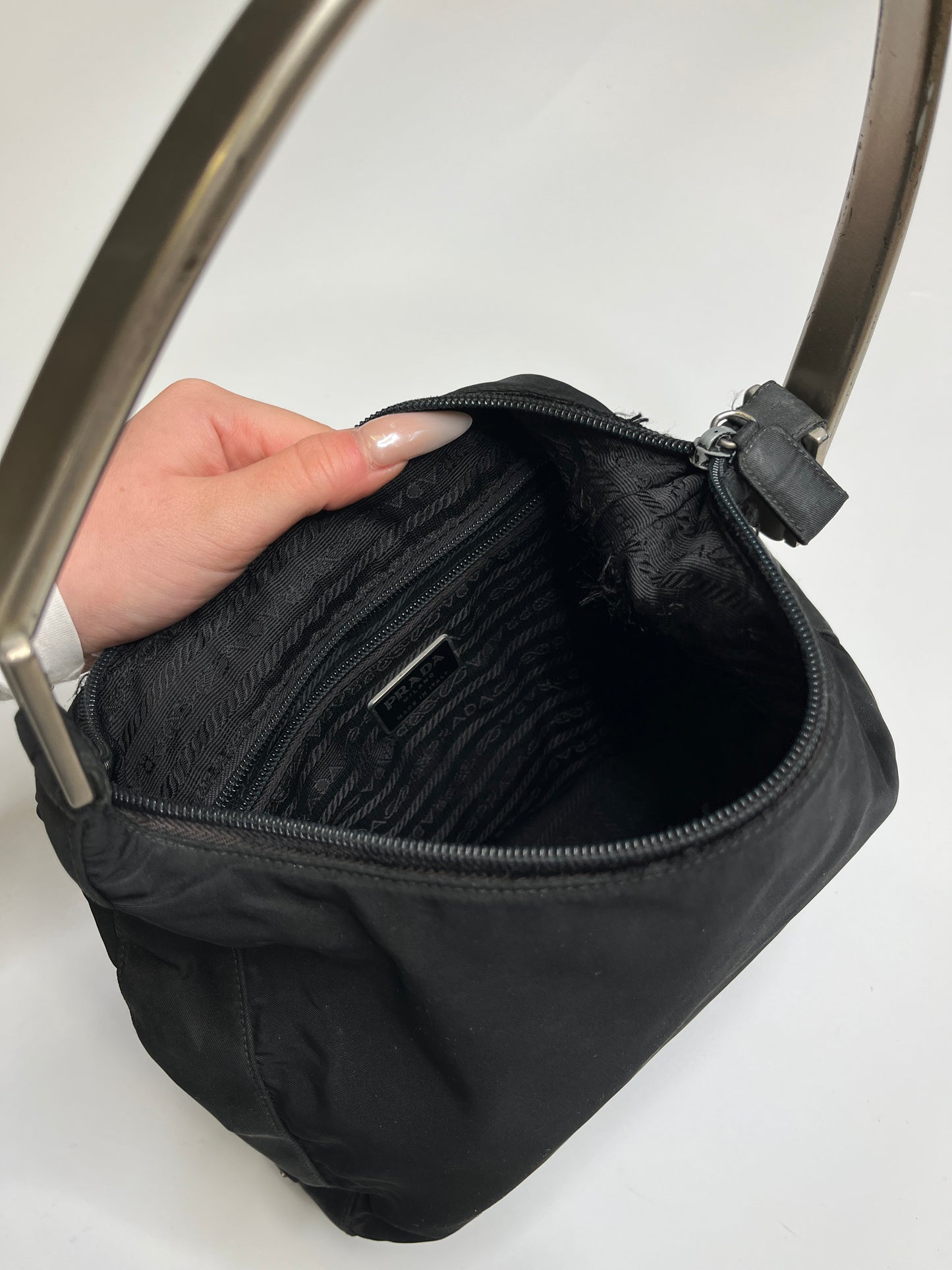 PRADA NYLON PURSE METAL HANDLE