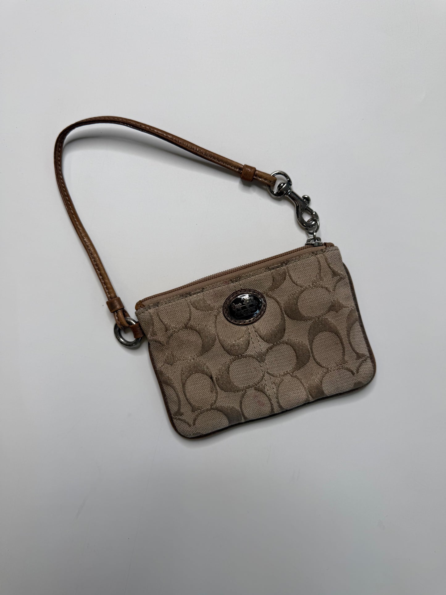 COACH VINTAGE SIGNATURE CANVAS WRISTLET POUCH