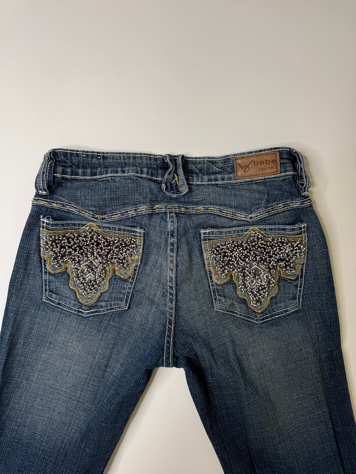 VINTAGE BEBE DENIM FLARED JEANS DARK BLUE (40)