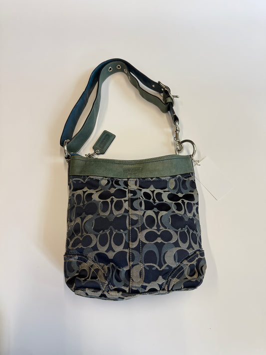 COACH MONOGRAM PURSE BLUE LEATHER