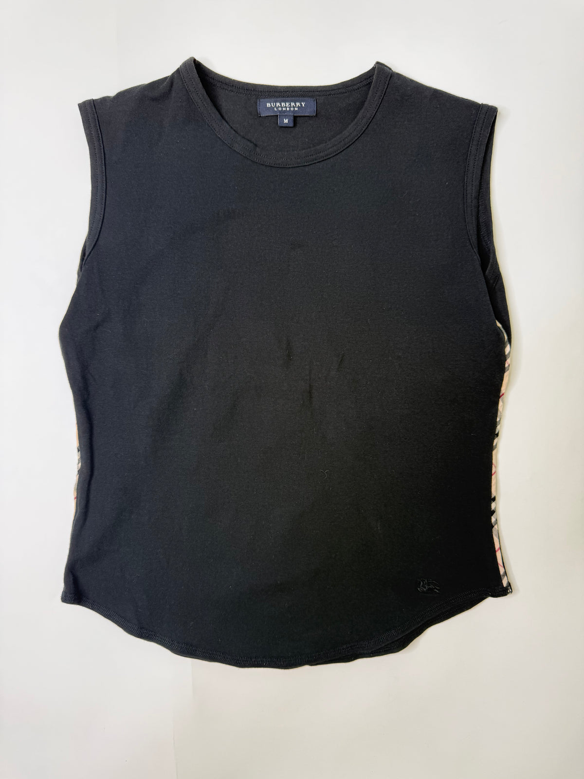 BURBERRY LONDON BLACK NOVA CHECK TANK TOP (M)