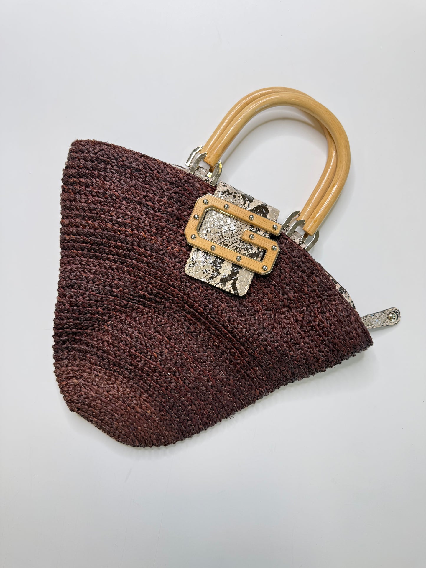 GUESS VINTAGE WOVEN STRAW TOTE BAG