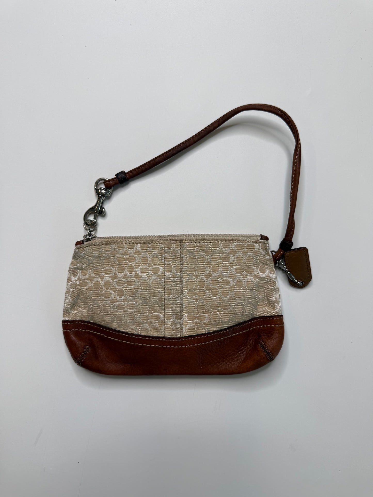 COACH VINTAGE SIGNATURE CANVAS WRISTLET POUCH