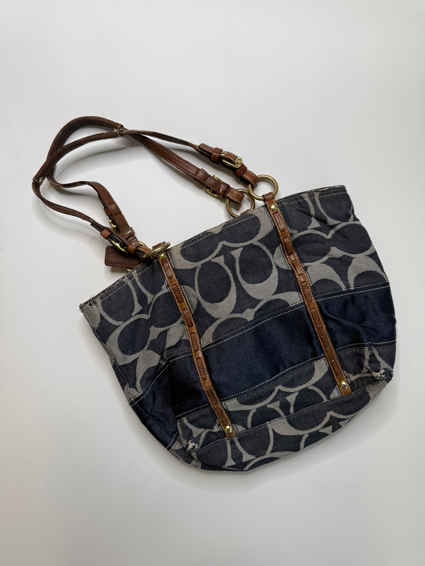 COACH VINTAGE SIGNATURE DENIM TOTE BAG