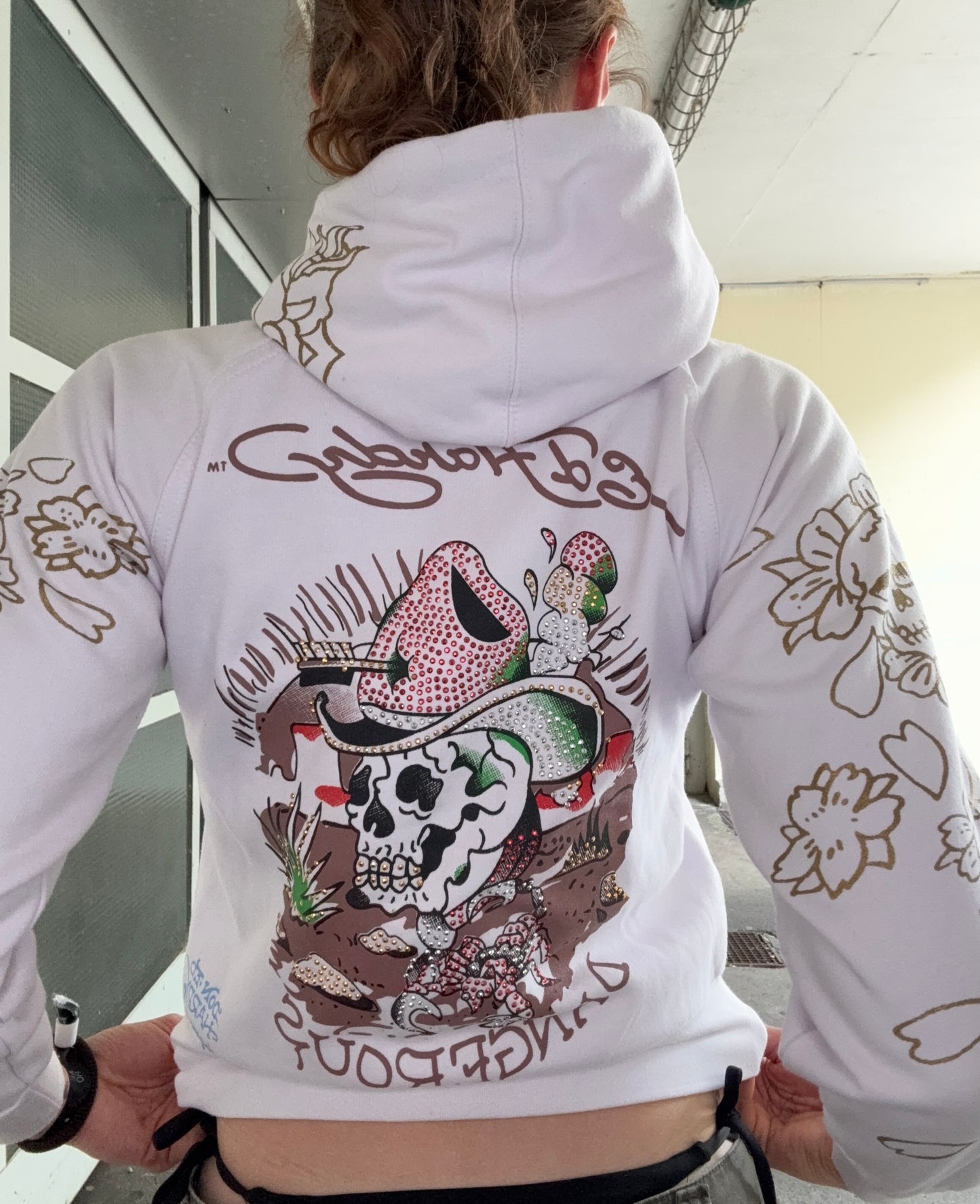 RARE VINTAGE ED HARDY "DANGEROUS" ZIP HOODIE (XS)