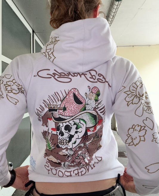 RARE VINTAGE ED HARDY "DANGEROUS" ZIP HOODIE (XS)