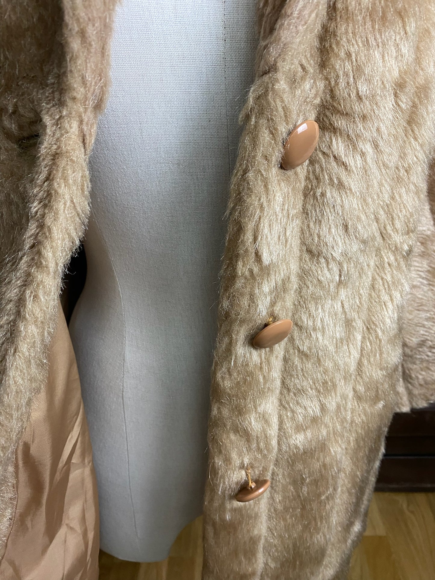 FAUX FUR COAT LIGHT BROWN (M)