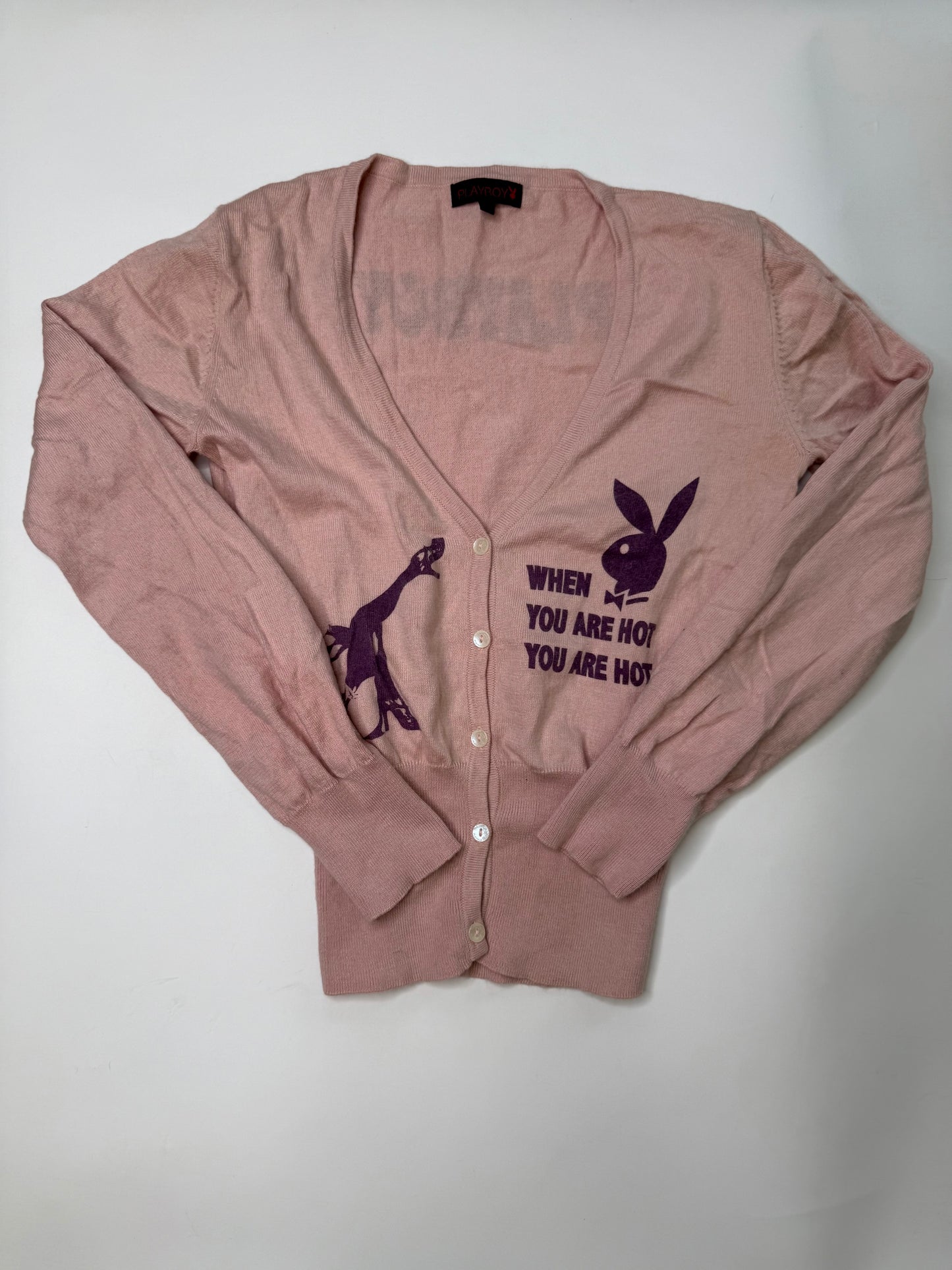 PLAYBOY VINTAGE GRAPHIC CARDIGAN "WHEN YOU ARE HOT YOU ARE HOT" (S)
