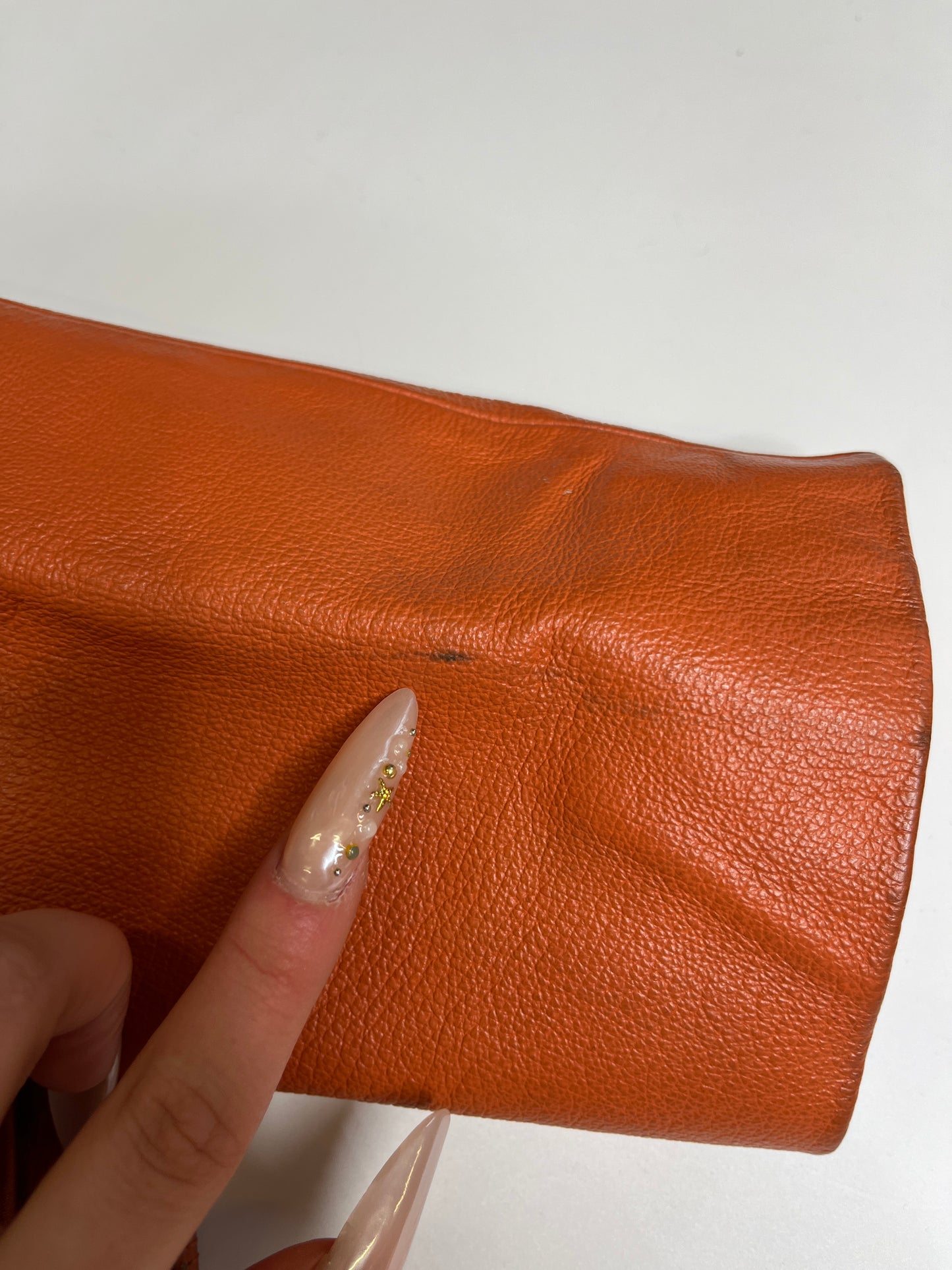 VINTAGE ORANGE LEATHER JACKET (~ M)