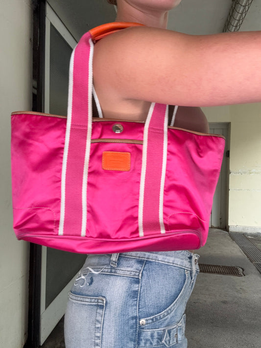 COACH VINTAGE PINK NYLON TOTE BAG