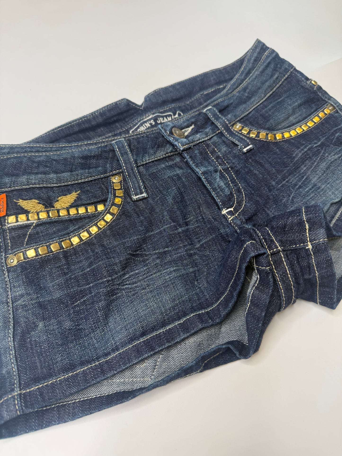 ROBIN'S JEAN VINTAGE STUDDED WINGS DENIM SHORTS