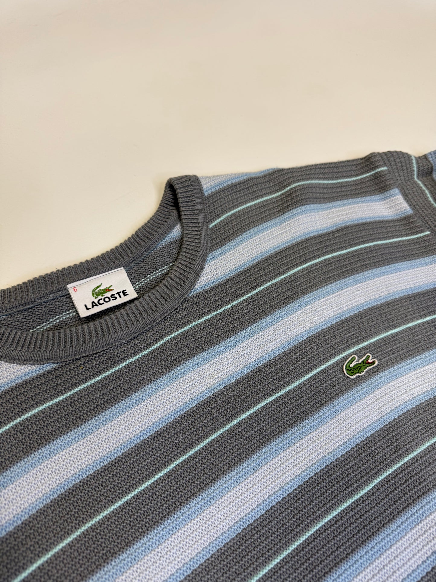 VINTAGE STRIPED LACOSTE SWEATER (-L/XL)