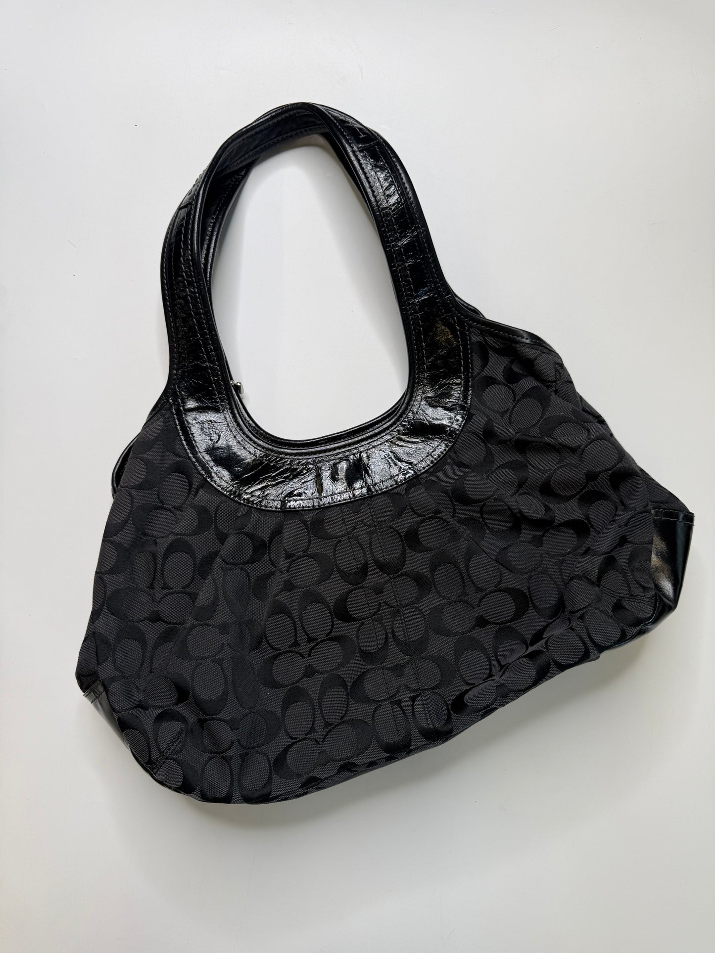 COACH VINTAGE SIGNATURE KISS-LOCK HOBO BAG