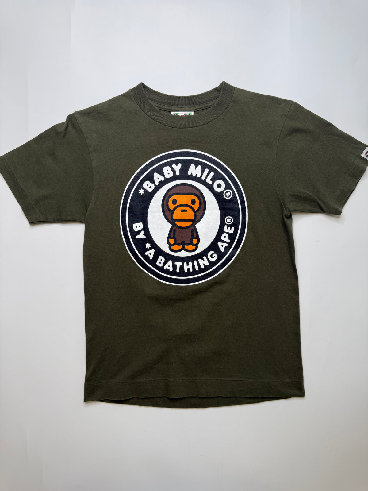 BAPE LADIES BABY MILO CIRCLE LOGO TEE – OLIVE (XS)