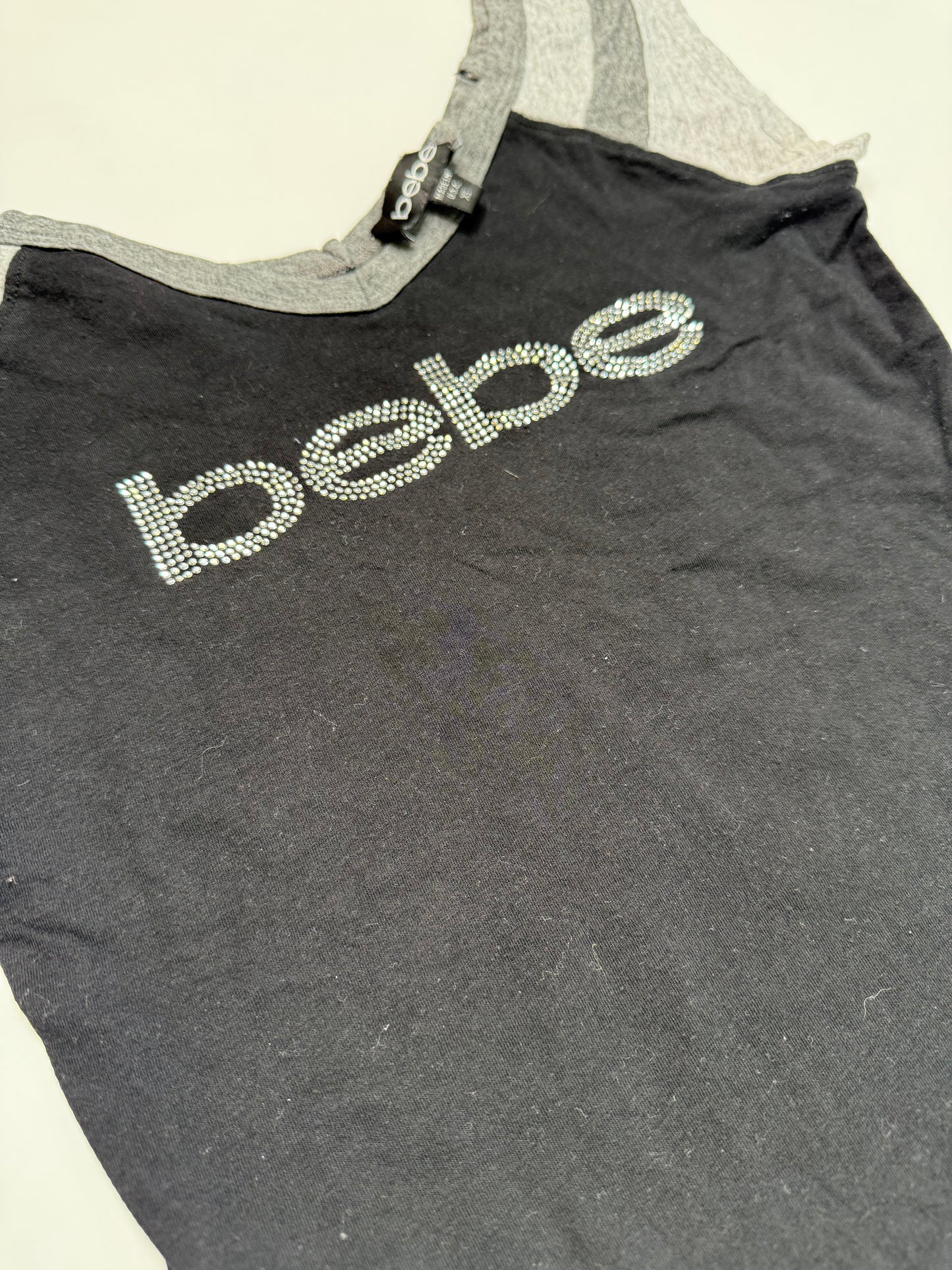 BEBE VINTAGE COLORBLOCK RHINESTONE TANK TOP (XS)