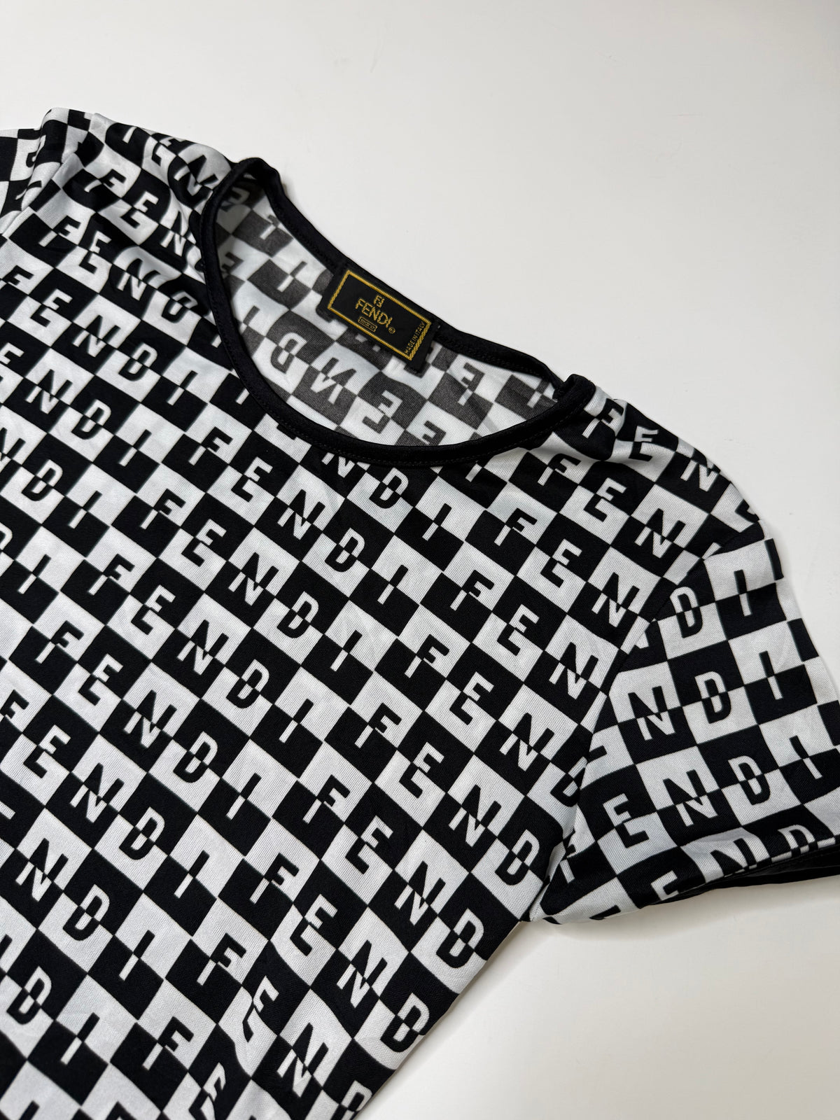 FENDI ALLOVER LOGO TEE BLACK