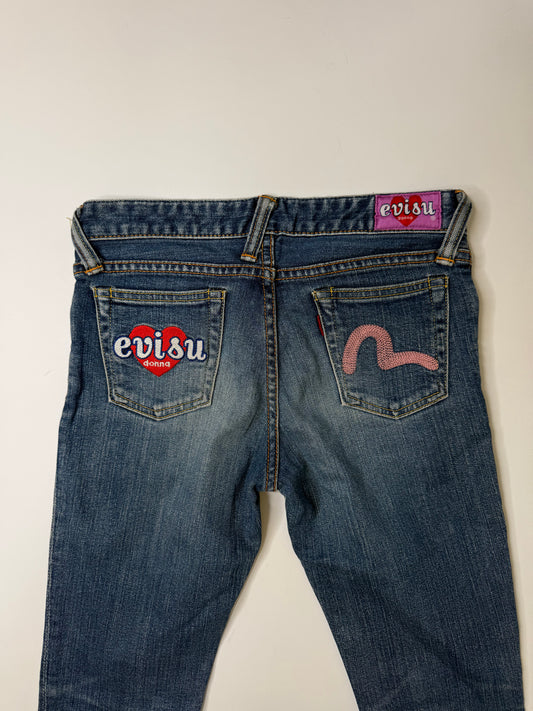 EVISU JAPANESE GRAPHIC PATCH JEANS – BLUE (XS)