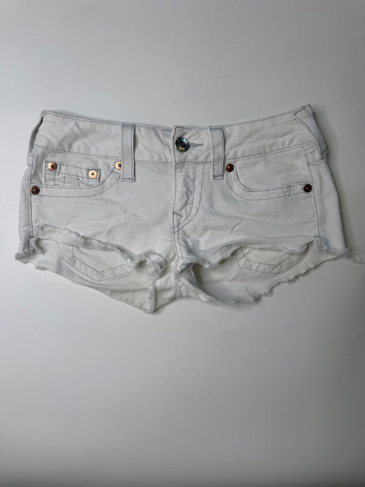 TRUE RELIGION VINTAGE RHINESTONE CUTOFF DENIM SHORTS