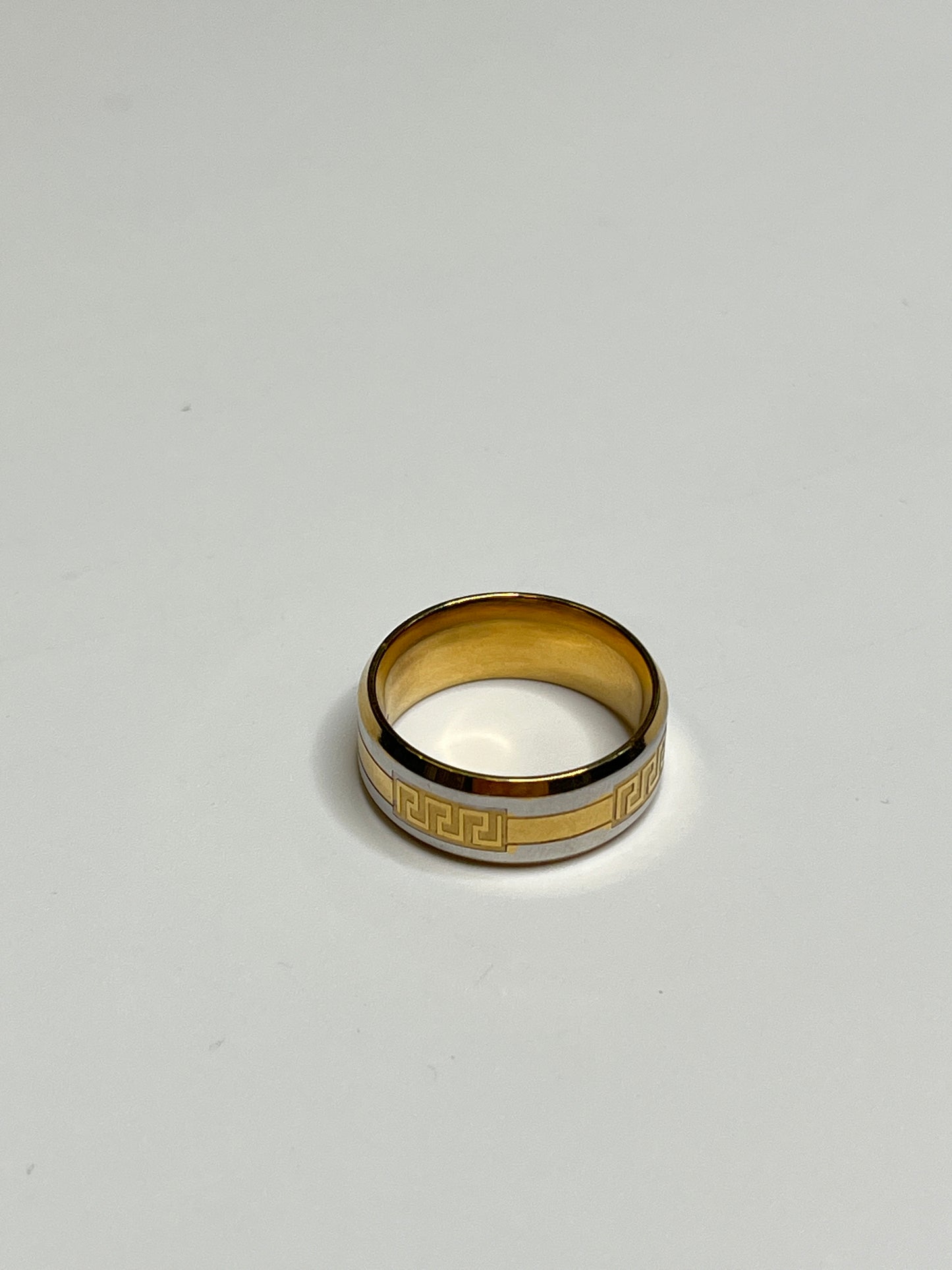 SILVER & GOLD RING STEEL (Size 17)