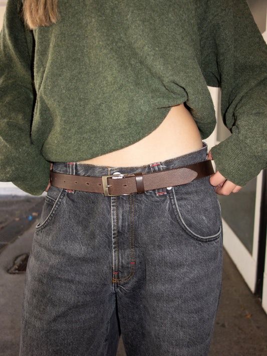 REAL LEATHER BELT BROWN