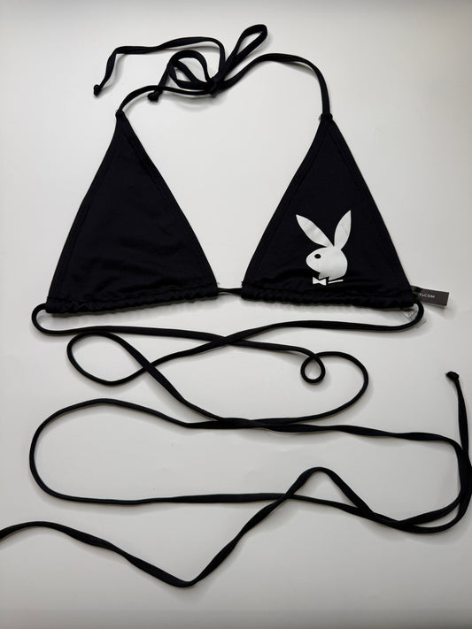 PLAYBOY X YANDY BIKINI TOP – BLACK BUNNY LOGO (L)