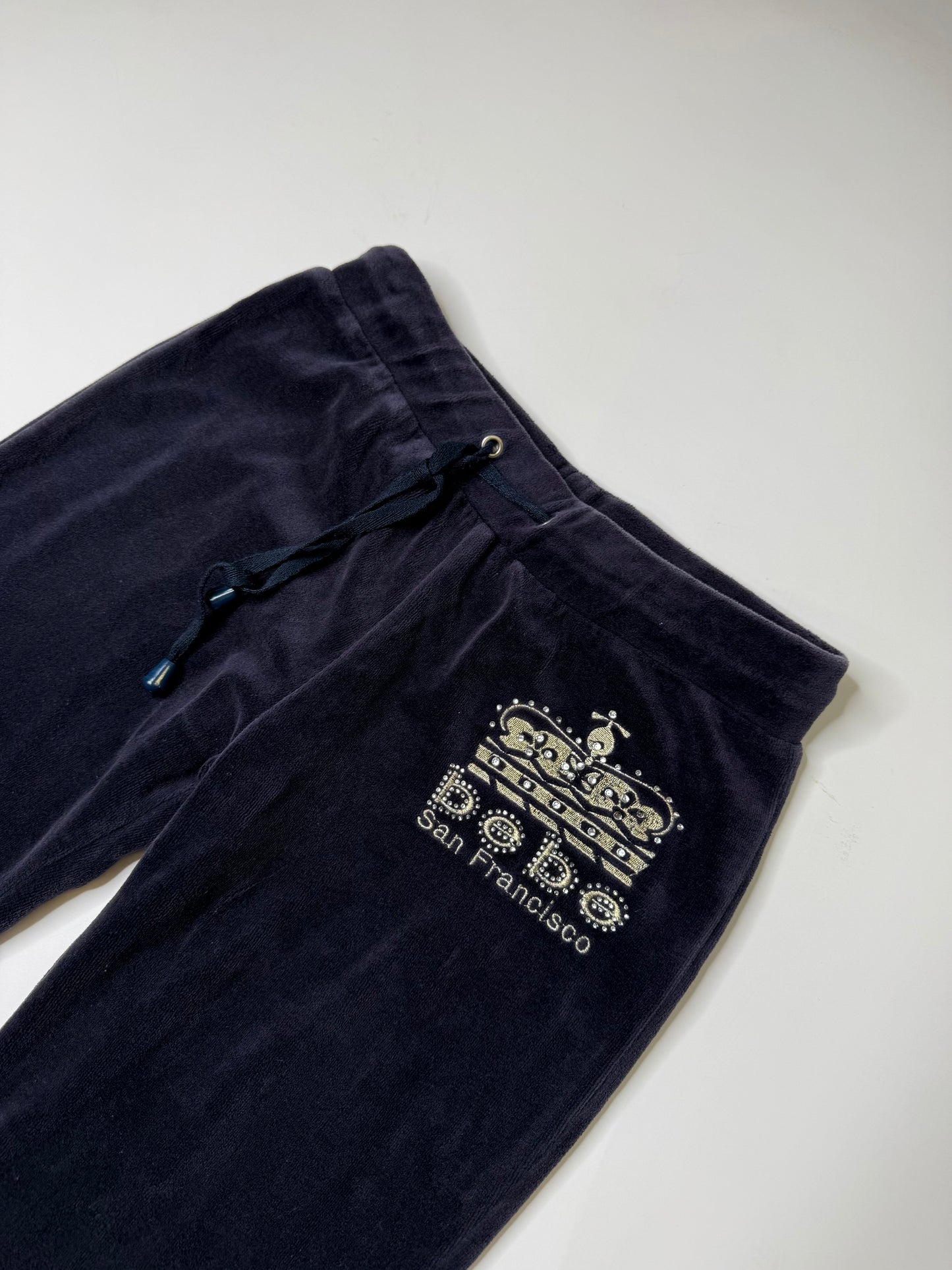 BEBE SAN FRANCISCO VELOUR SWEATPANTS NAVY (M)