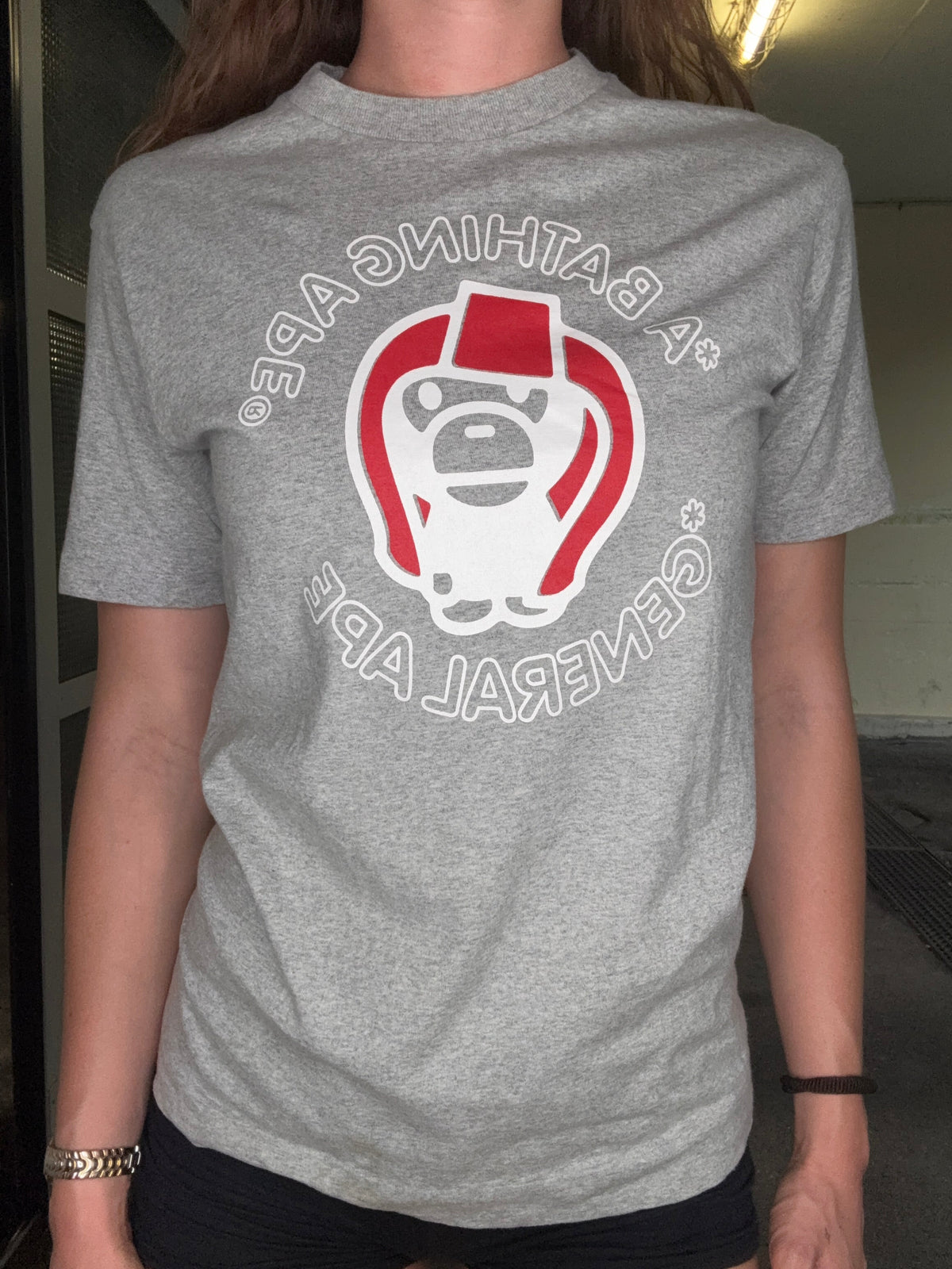 BAPE GENERAL APE CIRCLE LOGO TEE – GREY (S)