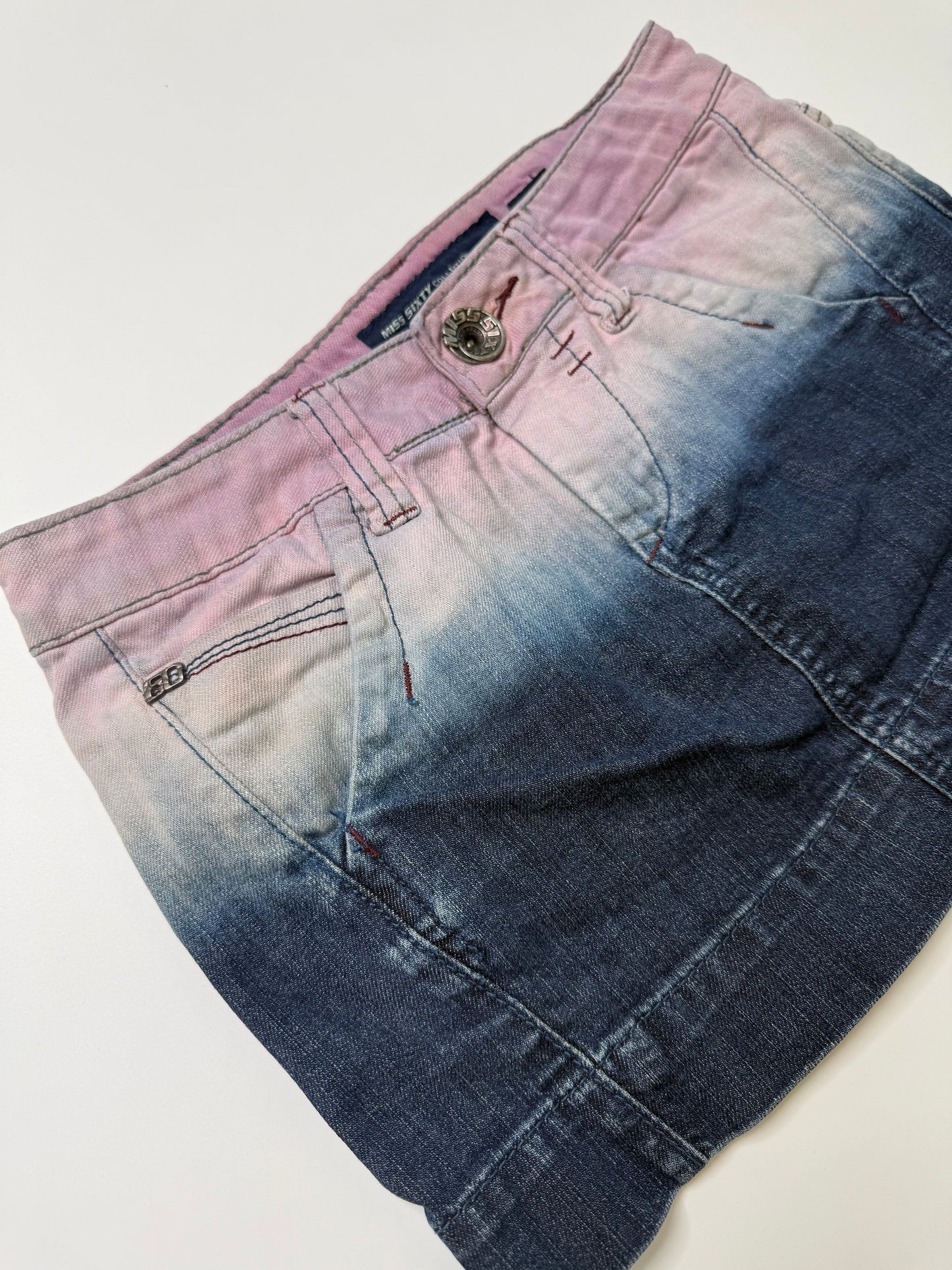 MISS SIXTY VINTAGE OMBRE DENIM MINI SKIRT