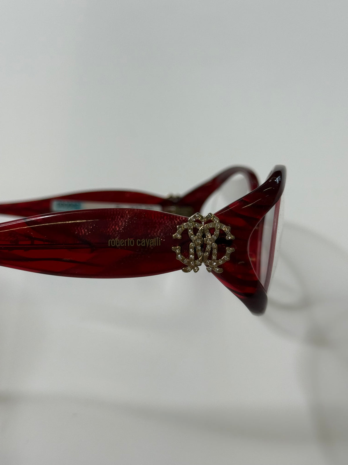 ROBERTO CAVALLI VINTAGE CRYSTAL EMBELLISHED BURGUNDY OPTICAL FRAMES