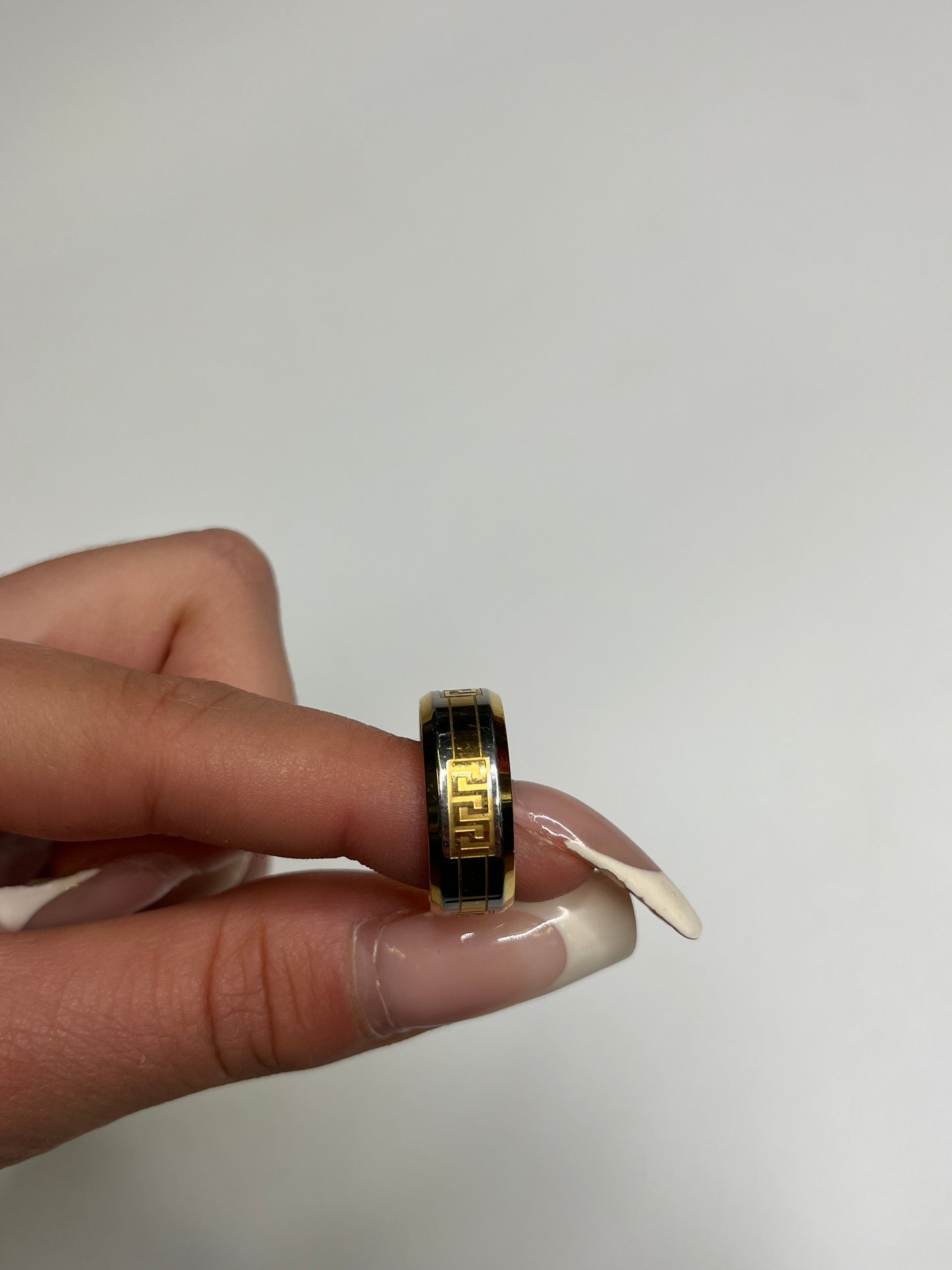 SILVER & GOLD RING STEEL (Size 17)